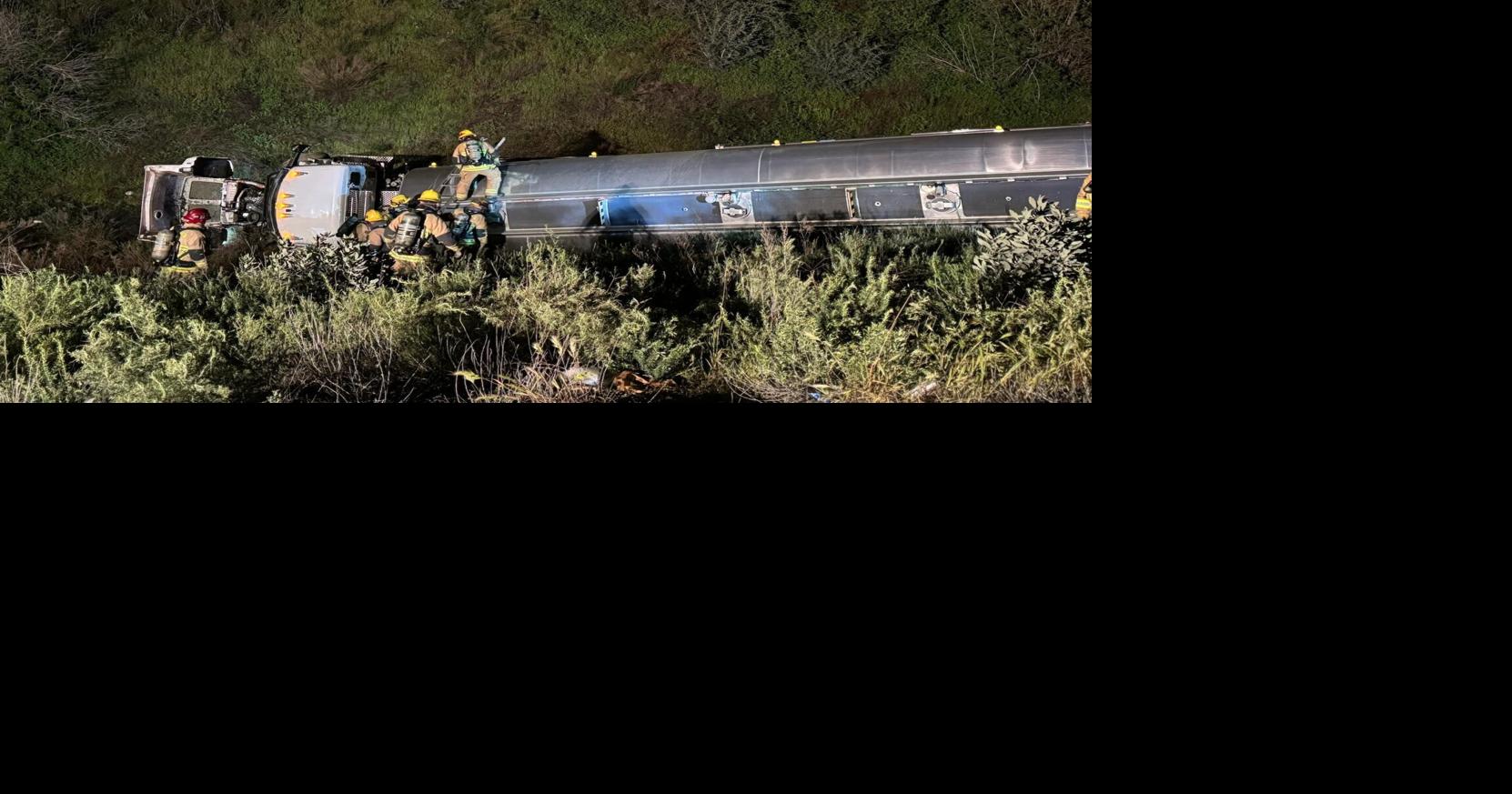 Fuel tanker truck crashes in Cajon Pass, spilling about 60 gallons ...
