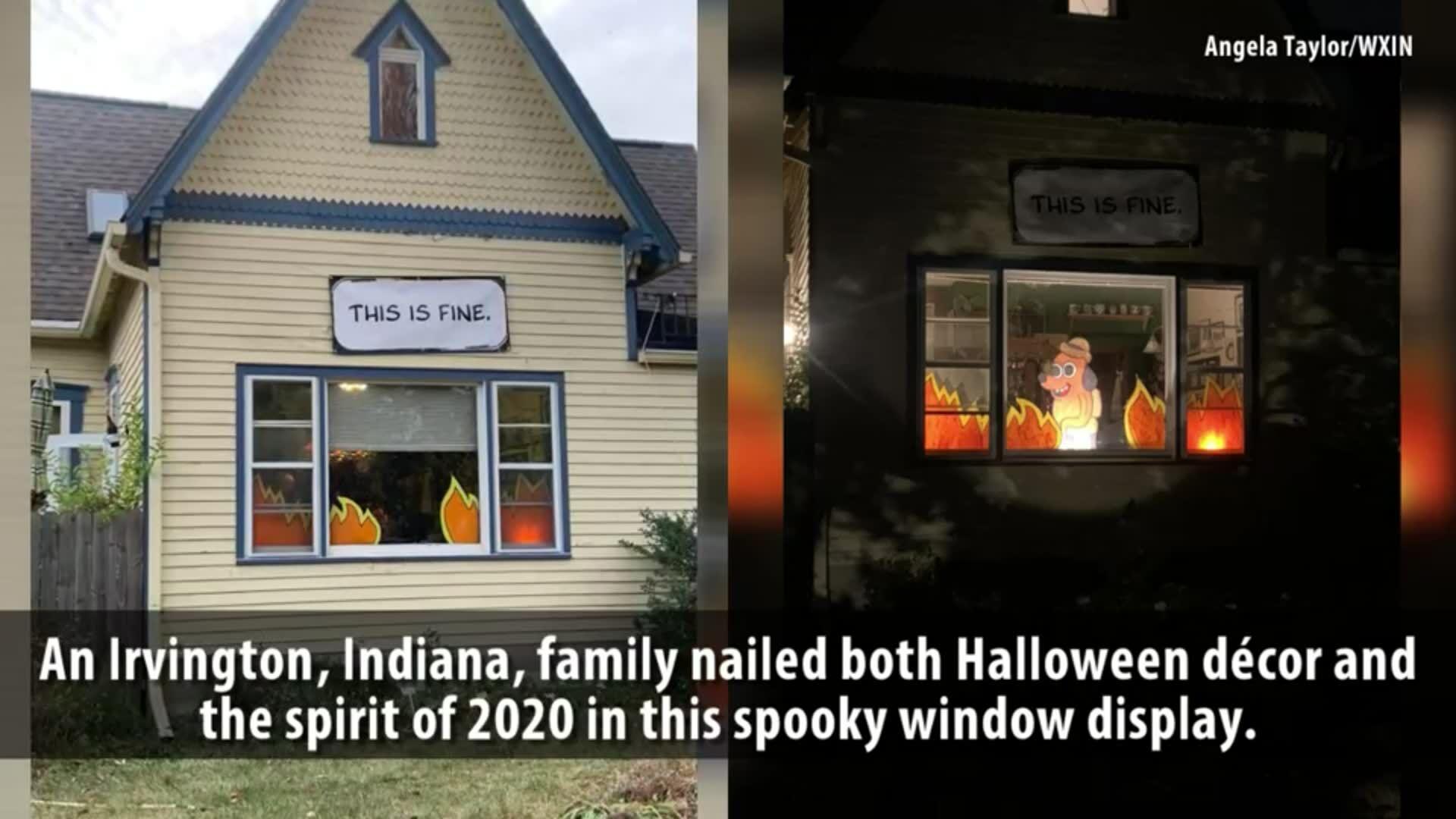 Indiana home's Halloween decorations recreate 'This is fine' meme, deemed  'perfect' for 2020