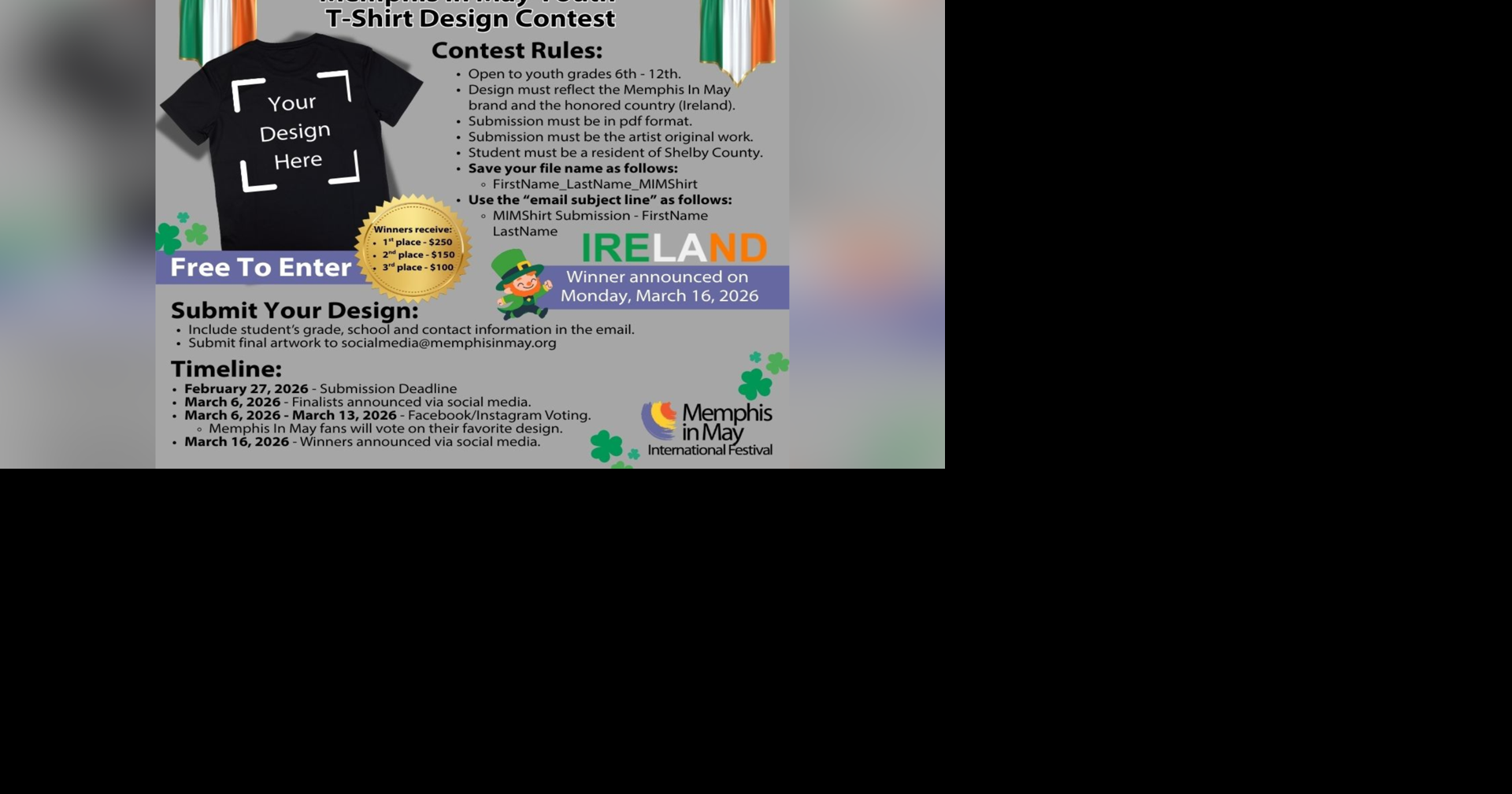 Memphis in May holding youth T-shirt design contest for cash prize