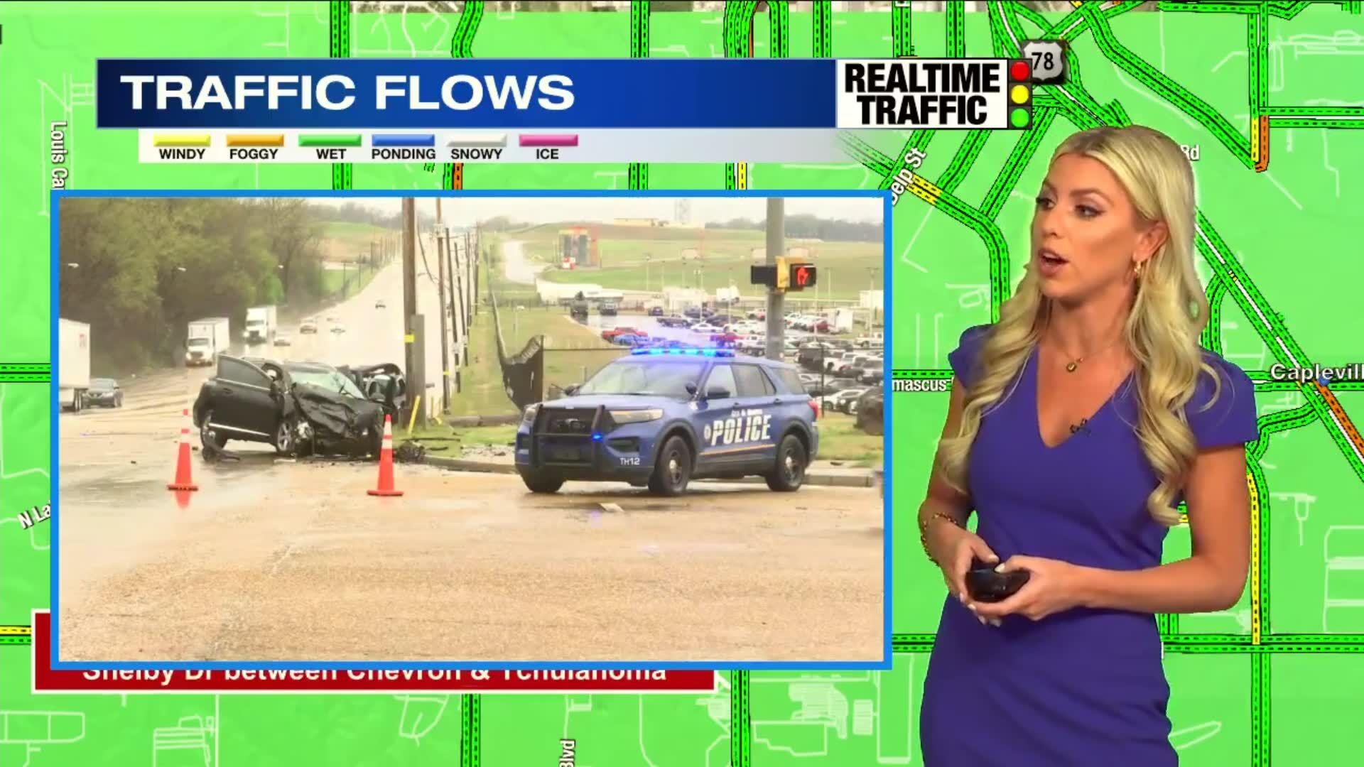 WATCH: Four hurt in car crash, traffic blocked | 