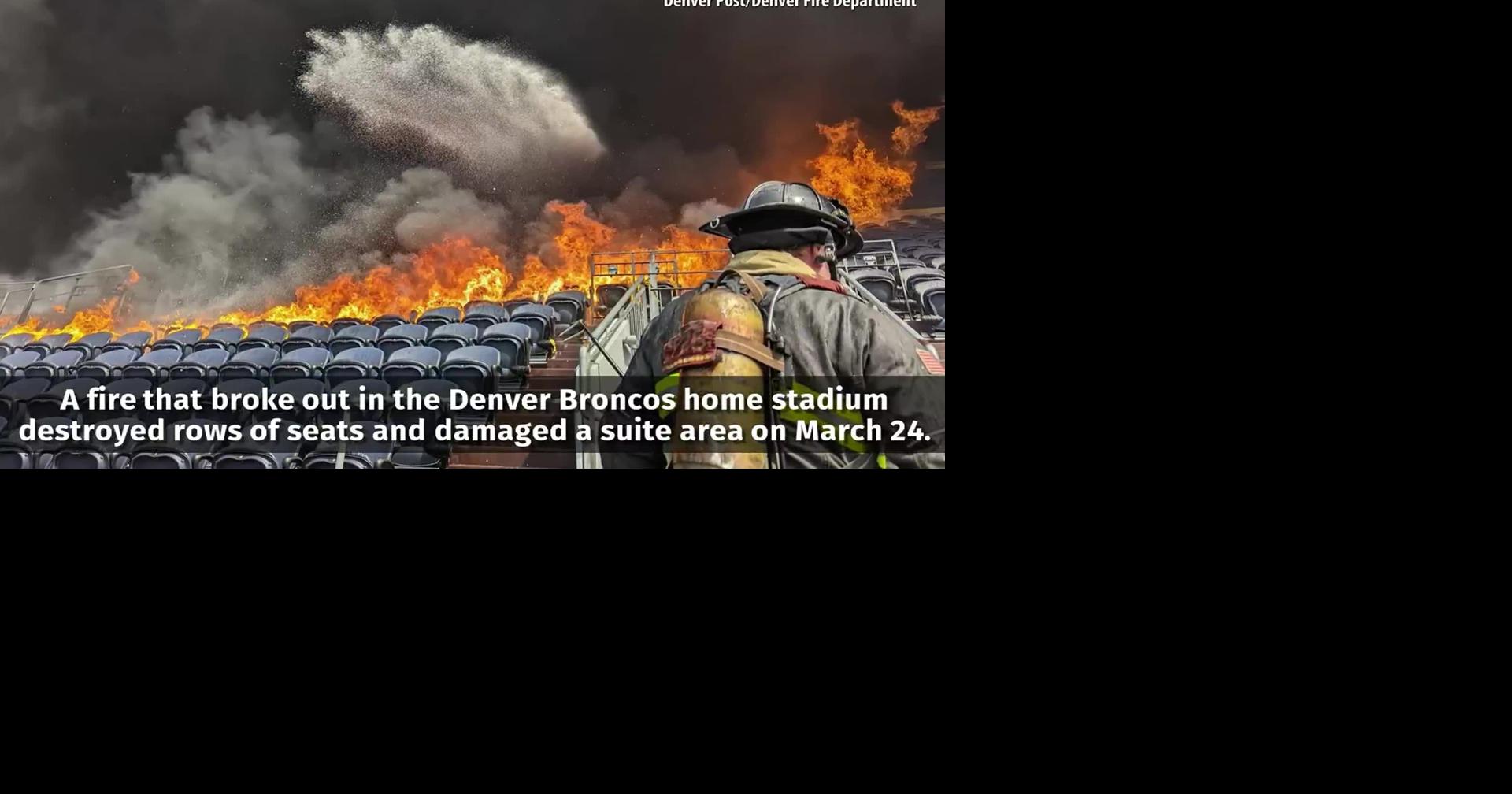 Fire inside Denver Broncos stadium destroys several rows of seats