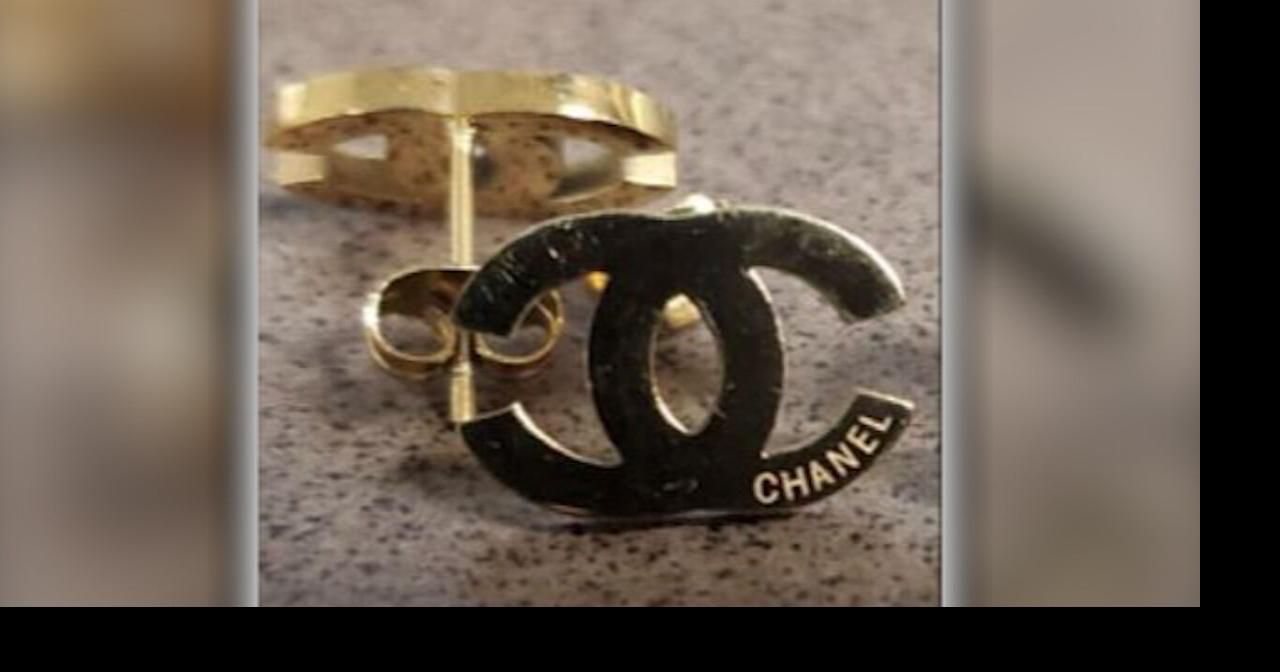 authentic chanel earrings cc gold