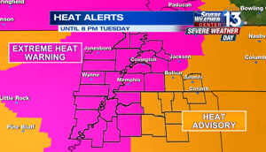 Severe Weather Days remain declared through Tuesday due to dangerous heat