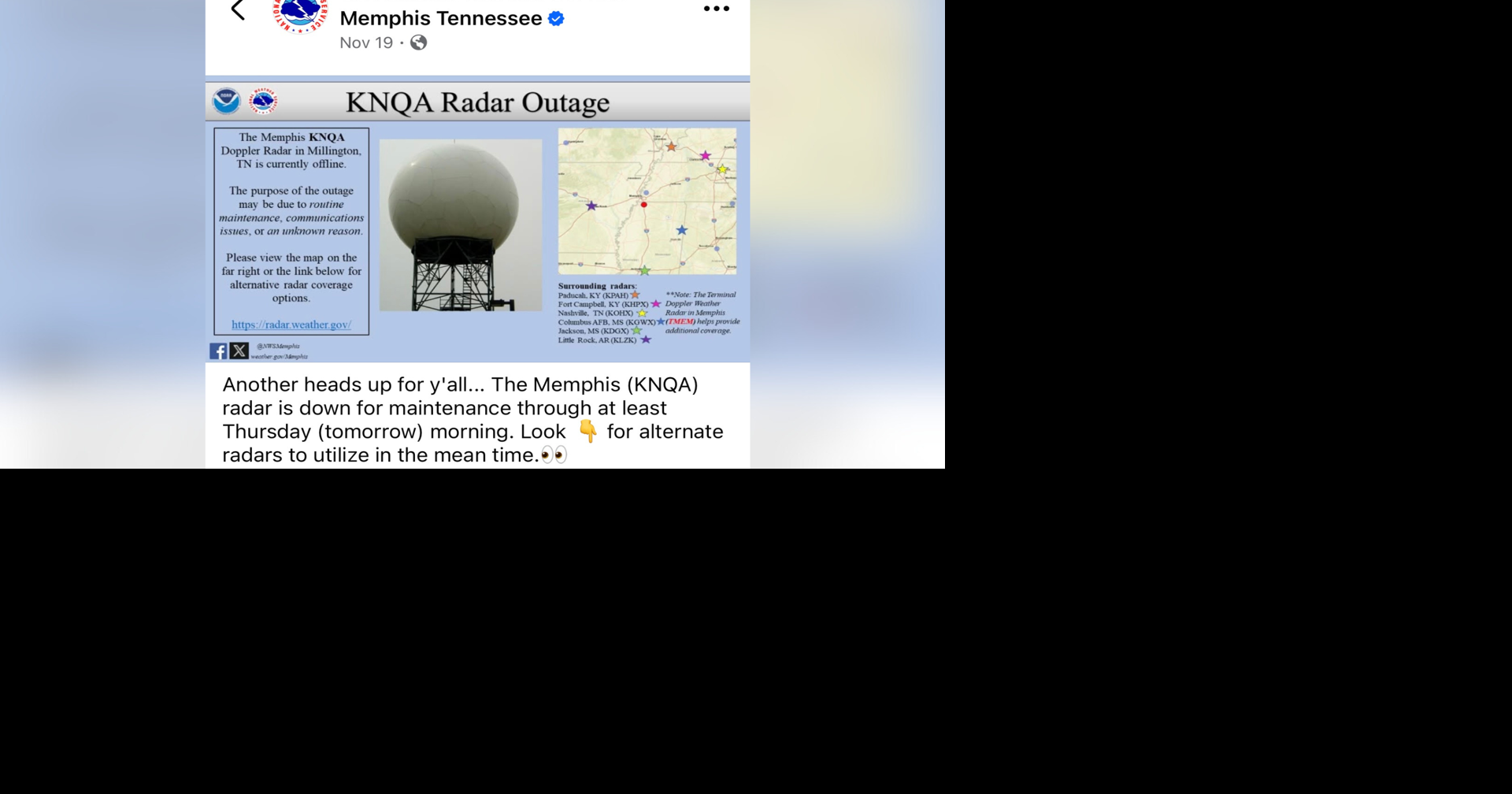 Even when radar fails, the National Weather Service Memphis keeps you safe