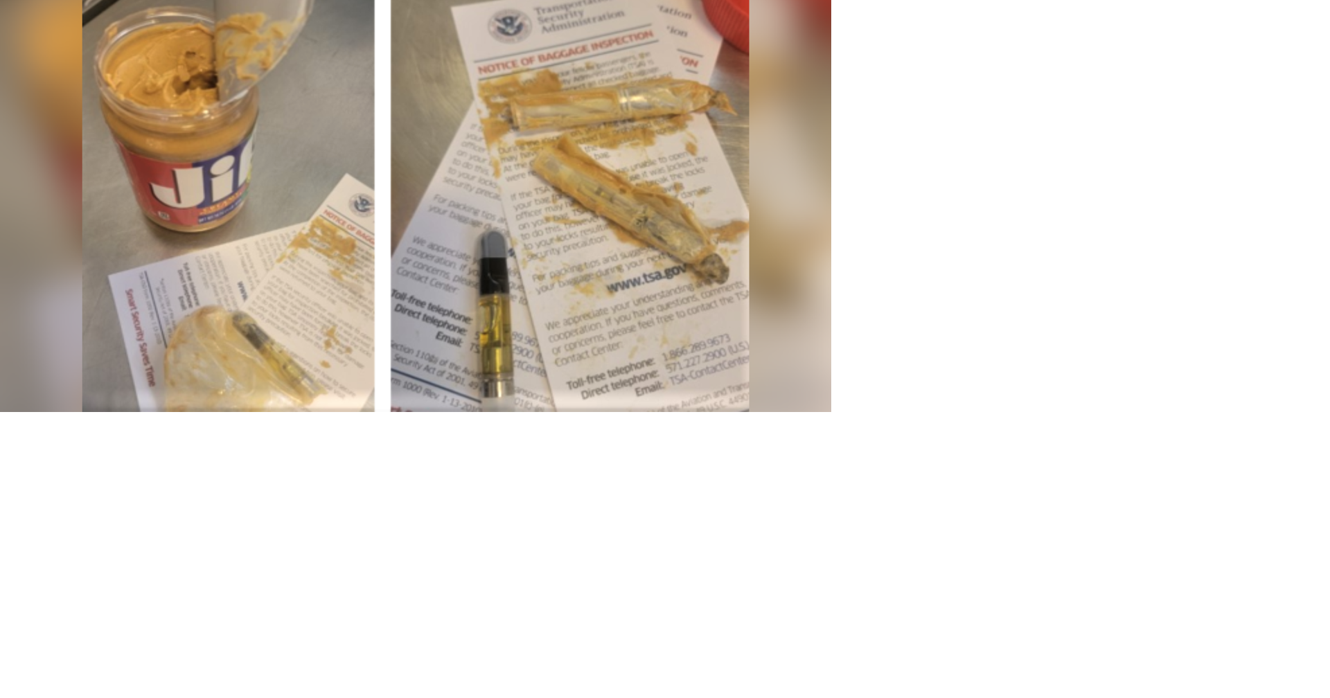 TSA officers find marijuana hidden in a peanut butter jar at Pittsburgh International Airport