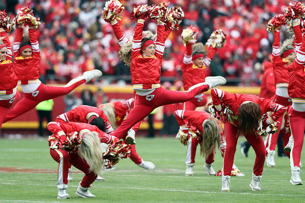 A Kansas City Chiefs cheerleader before an NFL preseason game