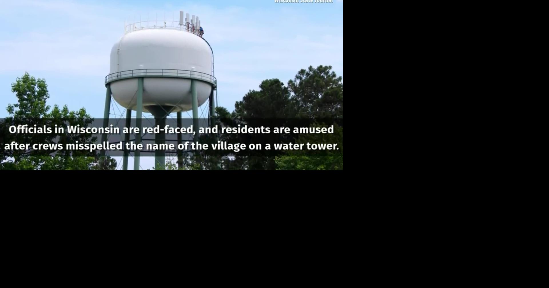 to Plvoer? Wisconsin village’s name misspelled on water tower