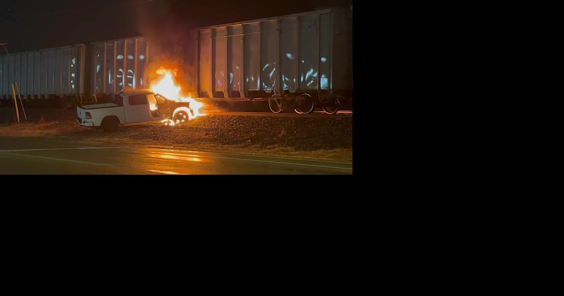 Truck Bursts Into Flames After Crashing Near Train Tracks News