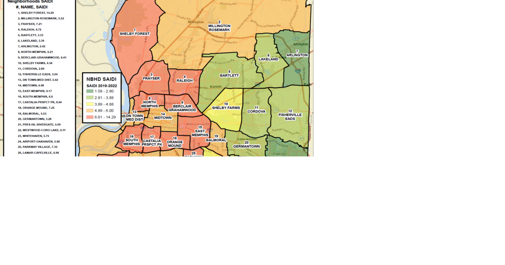 MLGW data shows areas who experience longer power outages | News ...
