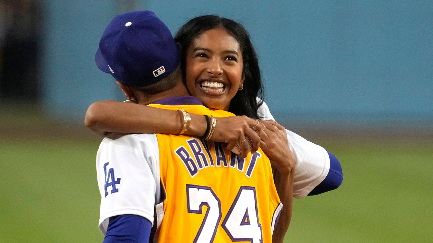 Kobe Bryant's daughter Natalia tosses first pitch on Lakers Night at Dodger  Stadium, News