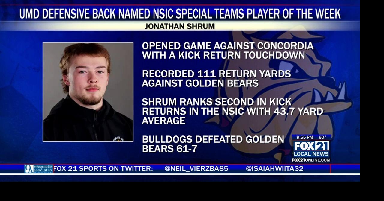 UMD Defensive Back Jonathan Shrum Named NSIC Special Teams Player of ...