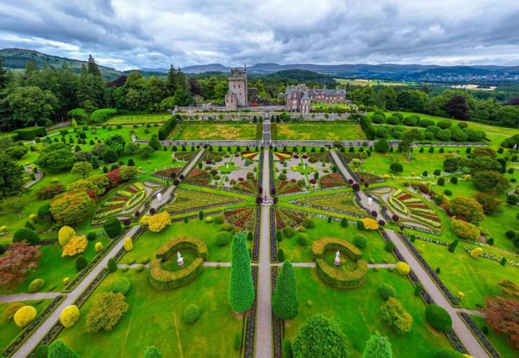 Drone shots show ‘Outlander’ castle’s gardens in full bloom from up high