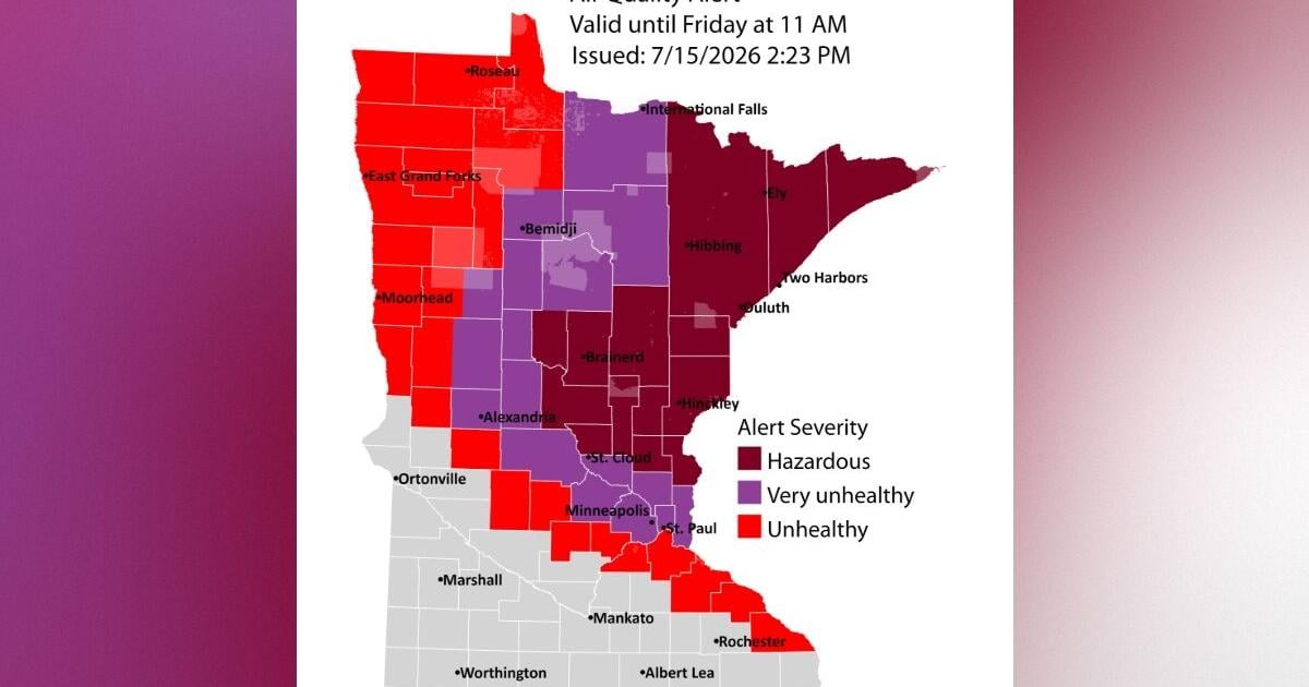 Hazardous Air Alert extended south nearly to Metro Area | Local & State News Hazardous Air Alert extended south nearly to Metro Area | Local & State News