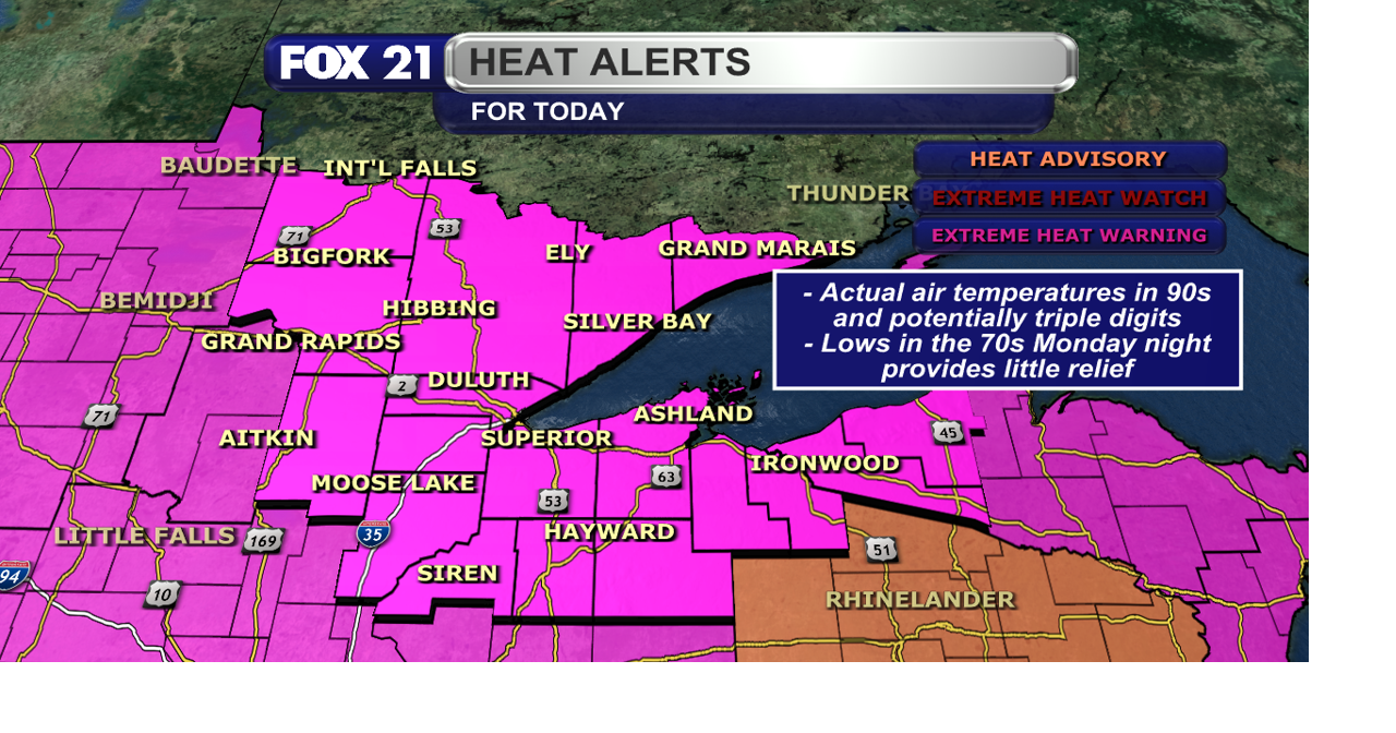 Excessive heat across the Northland with critical fire weather in northern Minnesota