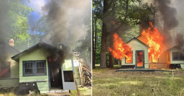 Town of Hayward firefighters light home on fire as training opportunity