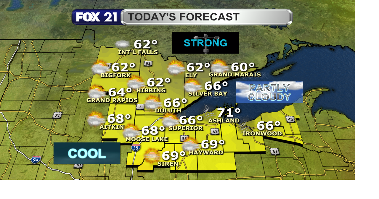 A windy and cool day with chilly conditions overnight