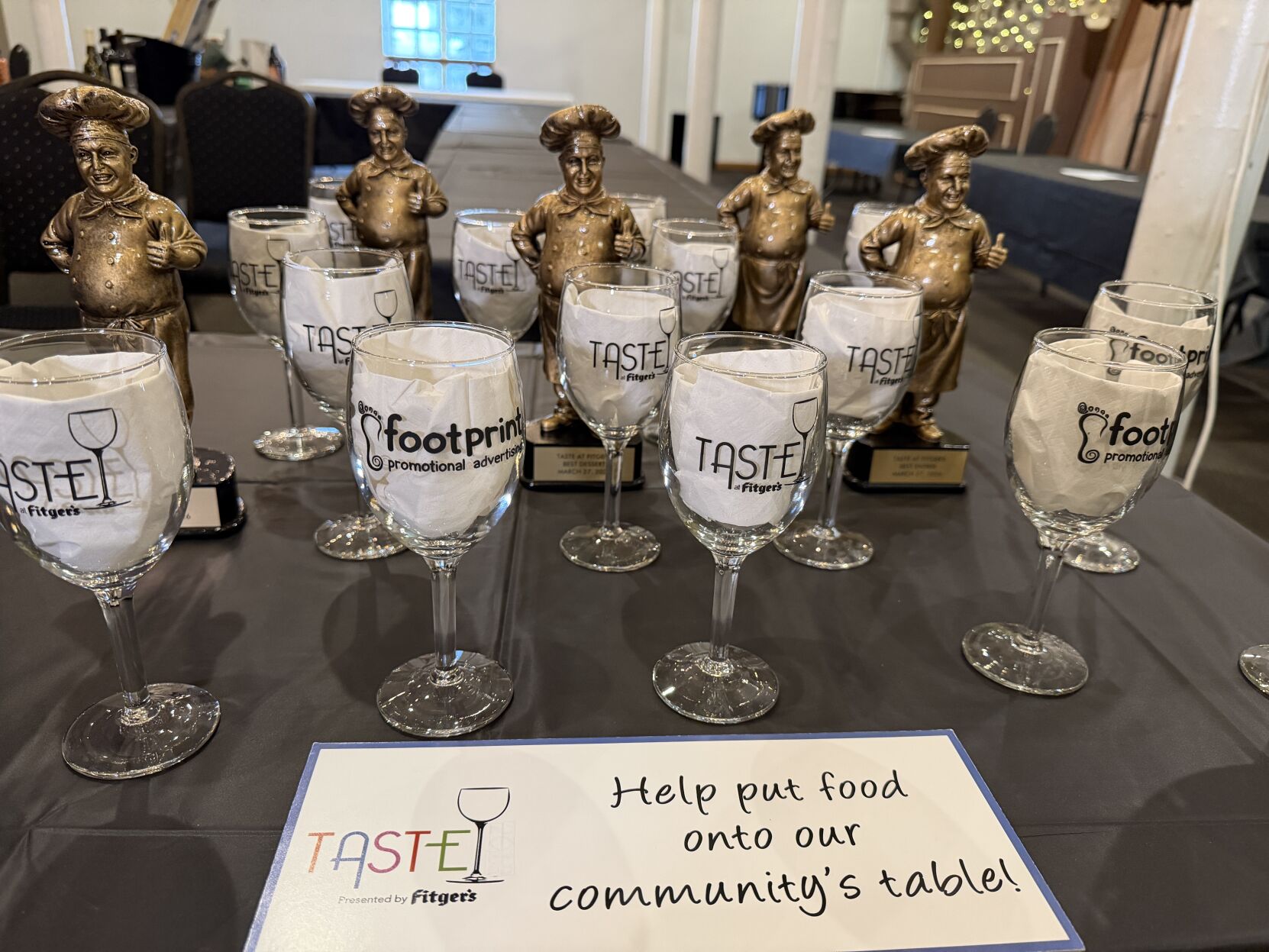 Taste at Fitger’s wine glasses on display