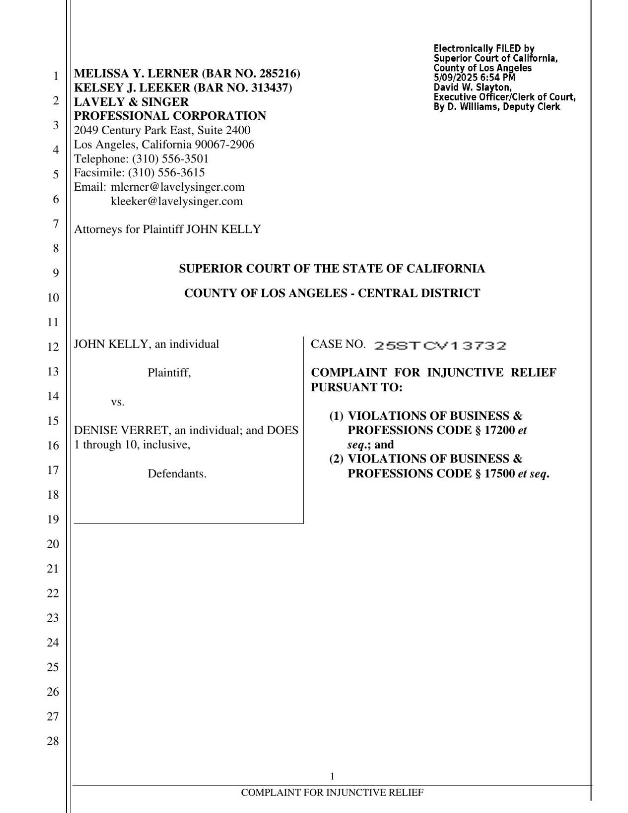 Kelly vs. Verret lawsuit