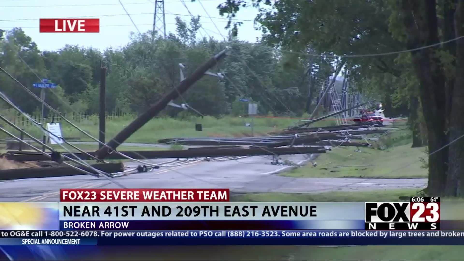 Video: Strong winds damage power poles in Broken Arrow | News | fox23.com