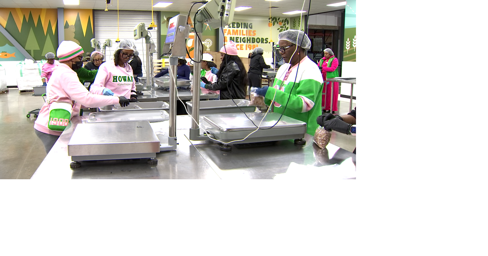 Local sorority volunteers at food bank for "We are One" Day of Service