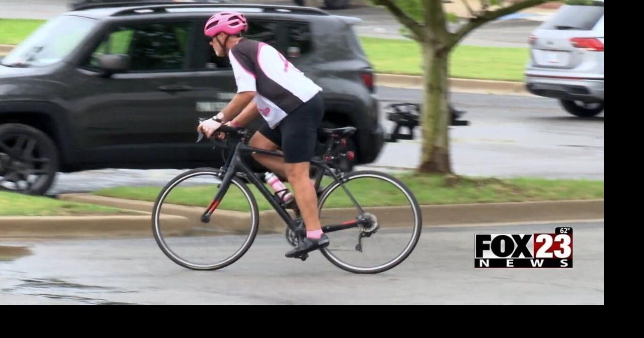 Bicyclist passes through Tulsa on cross country ride raising money for breast cancer research