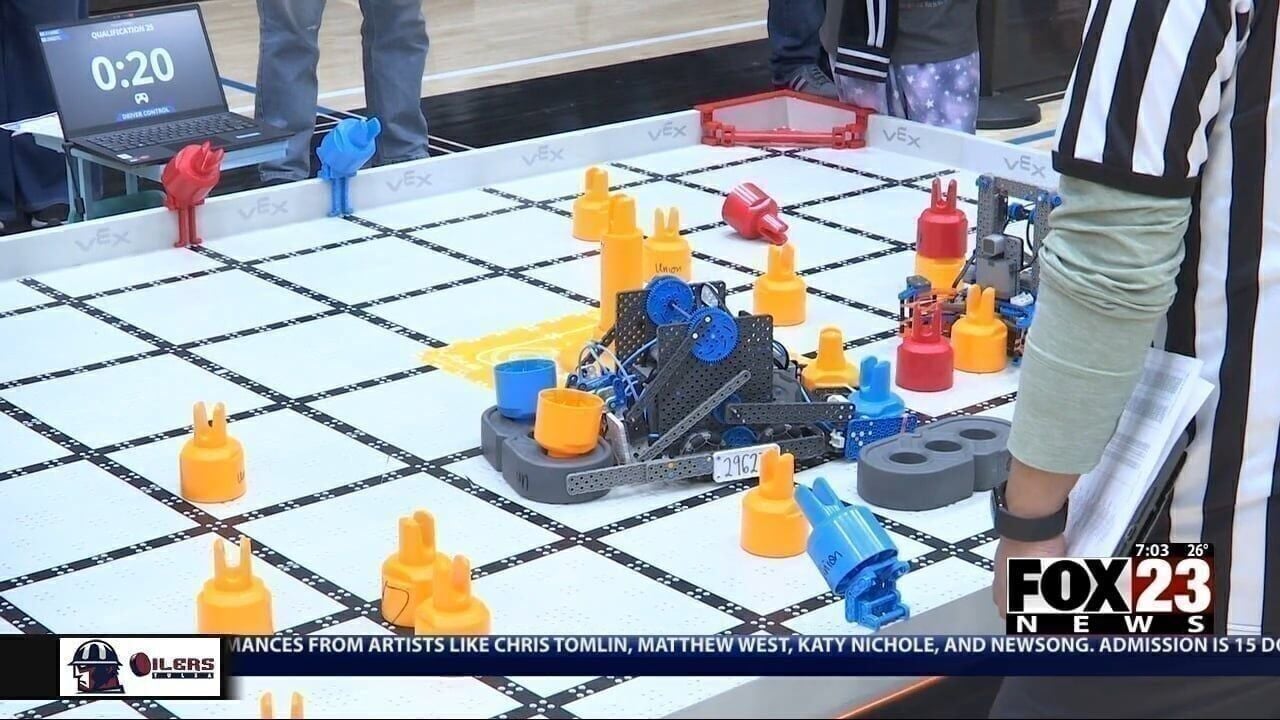 fox23.com - Ian Nikkel - Over 350 students compete at 2nd Annual Redhawks Robotics Rumble