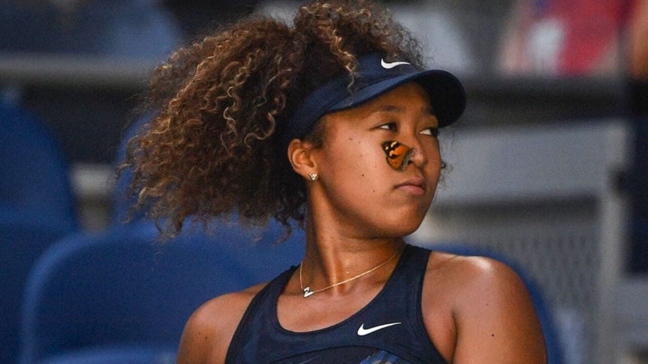Naomi Osaka pauses to save butterfly during match at Australian