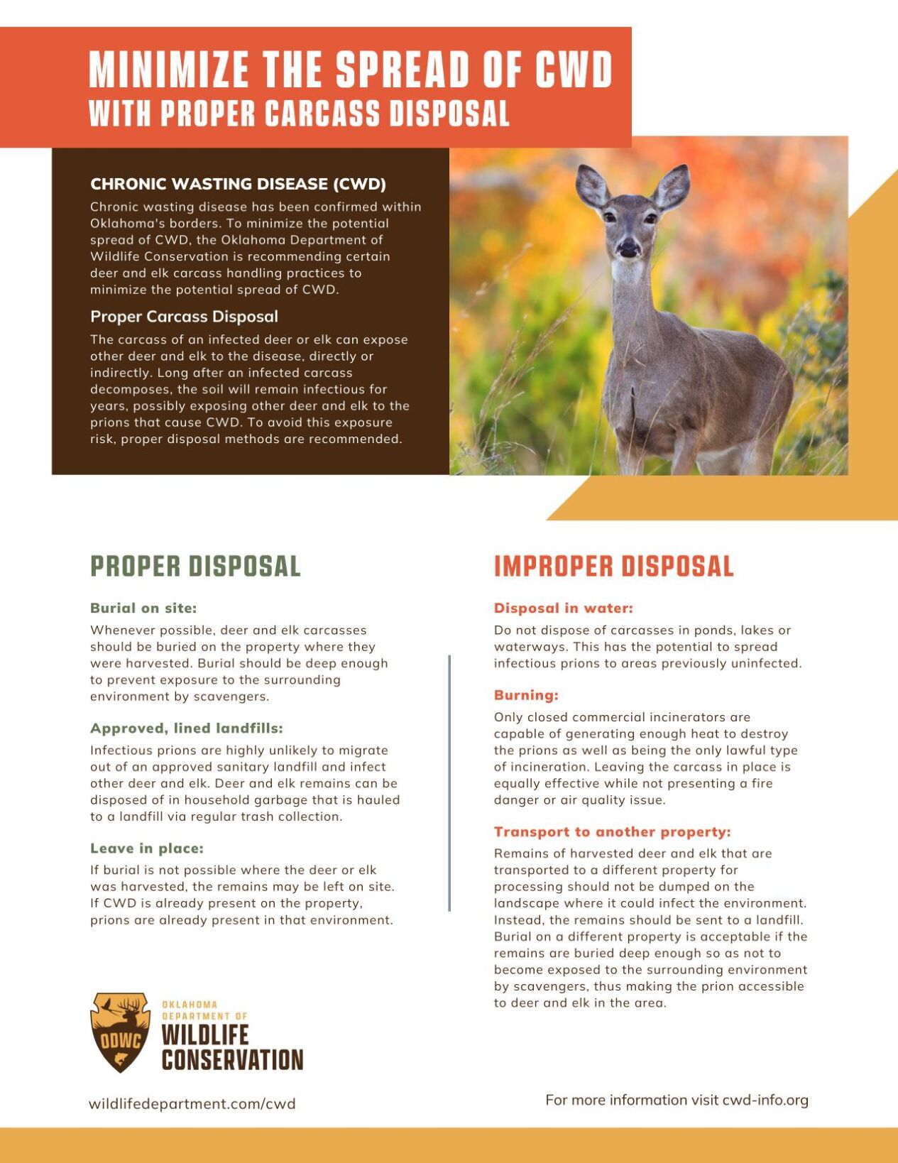 Oklahoma Department of Wildlife Conservation CWD prevention tips