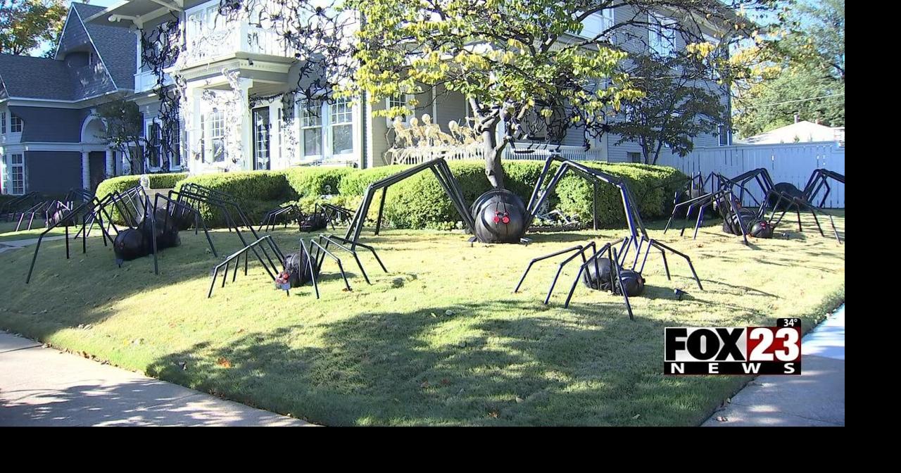 Tulsa home's signature spider decorations on display for Halloween