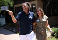 Producer Jesse Itzler and founder of SPANX Sara Blakely attend the