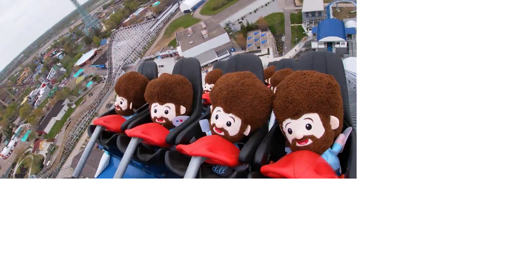 Happy coaster Bob Ross plush dolls zoom on Kings Island Orion coaster test Trending fox23