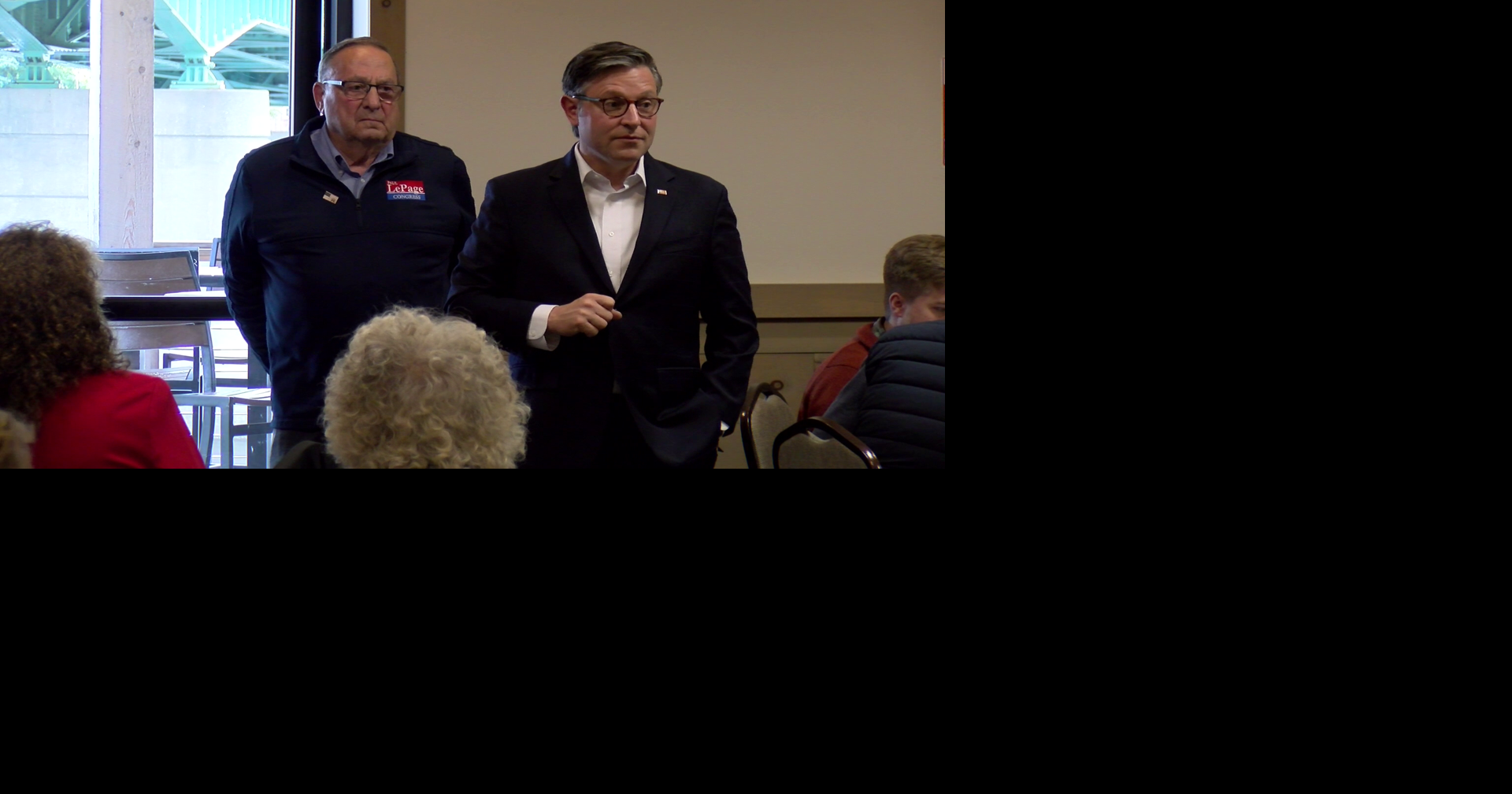 U.S. House Speaker Mike Johnson campaigns with LePage in Bangor