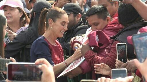 Hundreds of thousands of supporters fill Mexico City's Zocalo Square to support President Claudia Sheinbaum