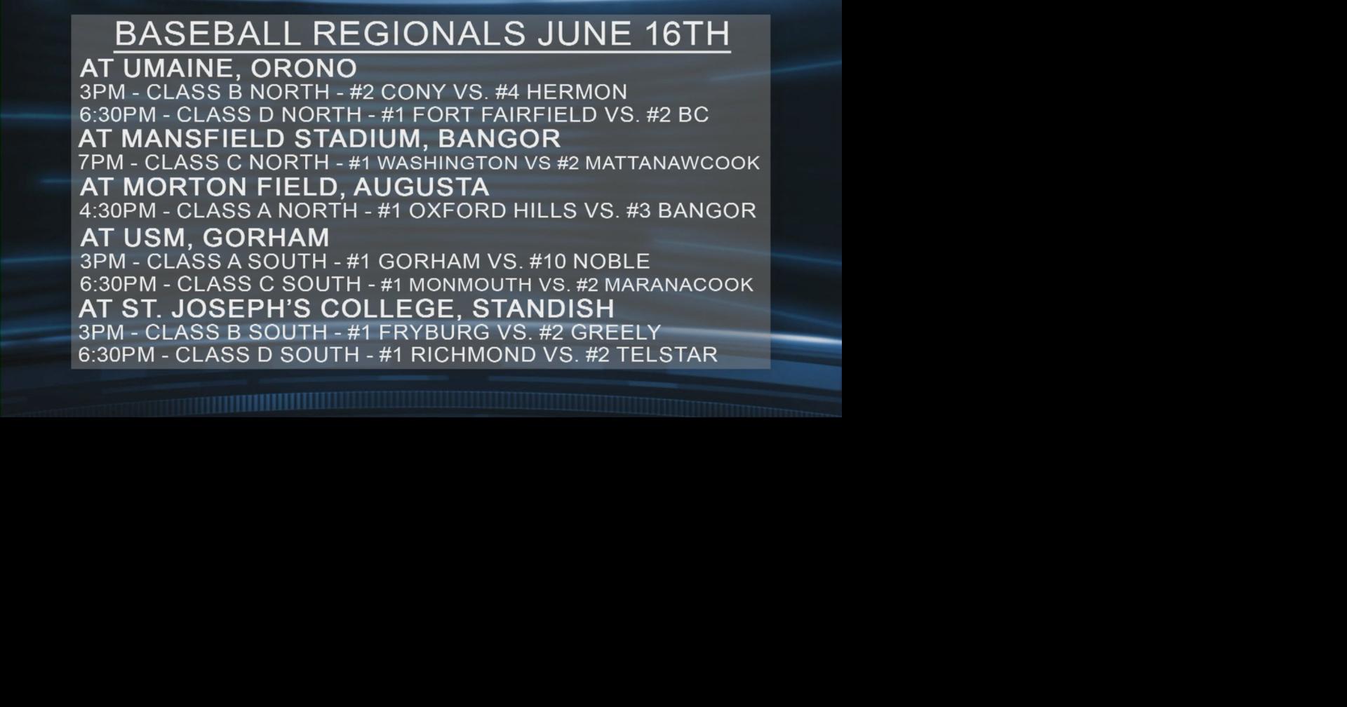 Tuesday's baseball & softball North Regional Finals schedule