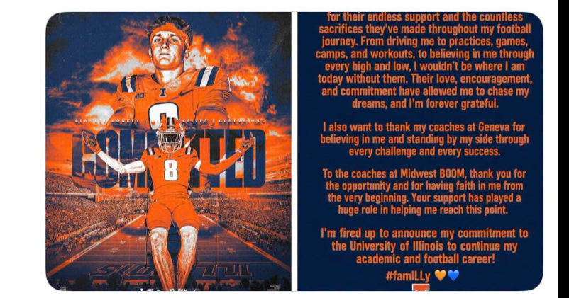 Illini land 4-star WR Bennett Konkey: 2027 class ranks last in Big Ten due to lower quantity