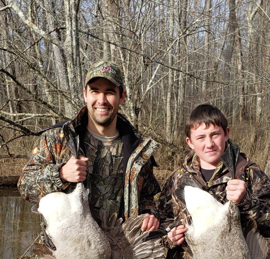 Retired Lt. Col. Eric Jacobs and Colton Josselyn with Canada Geese - Ken Perrotte photo