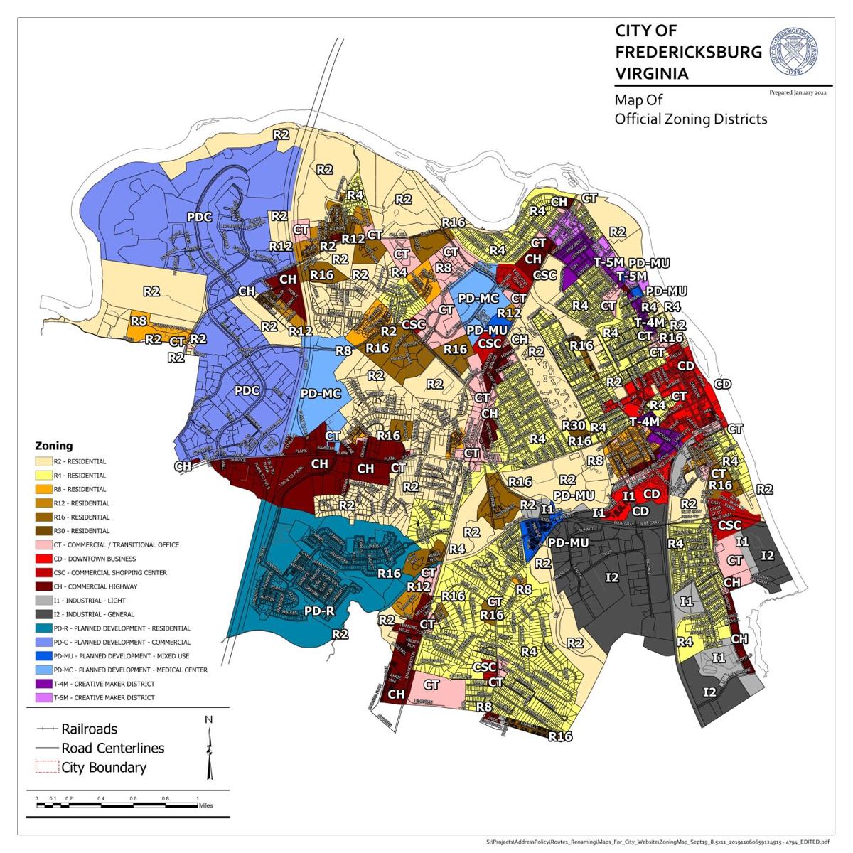 Fredericksburg Zoning Map