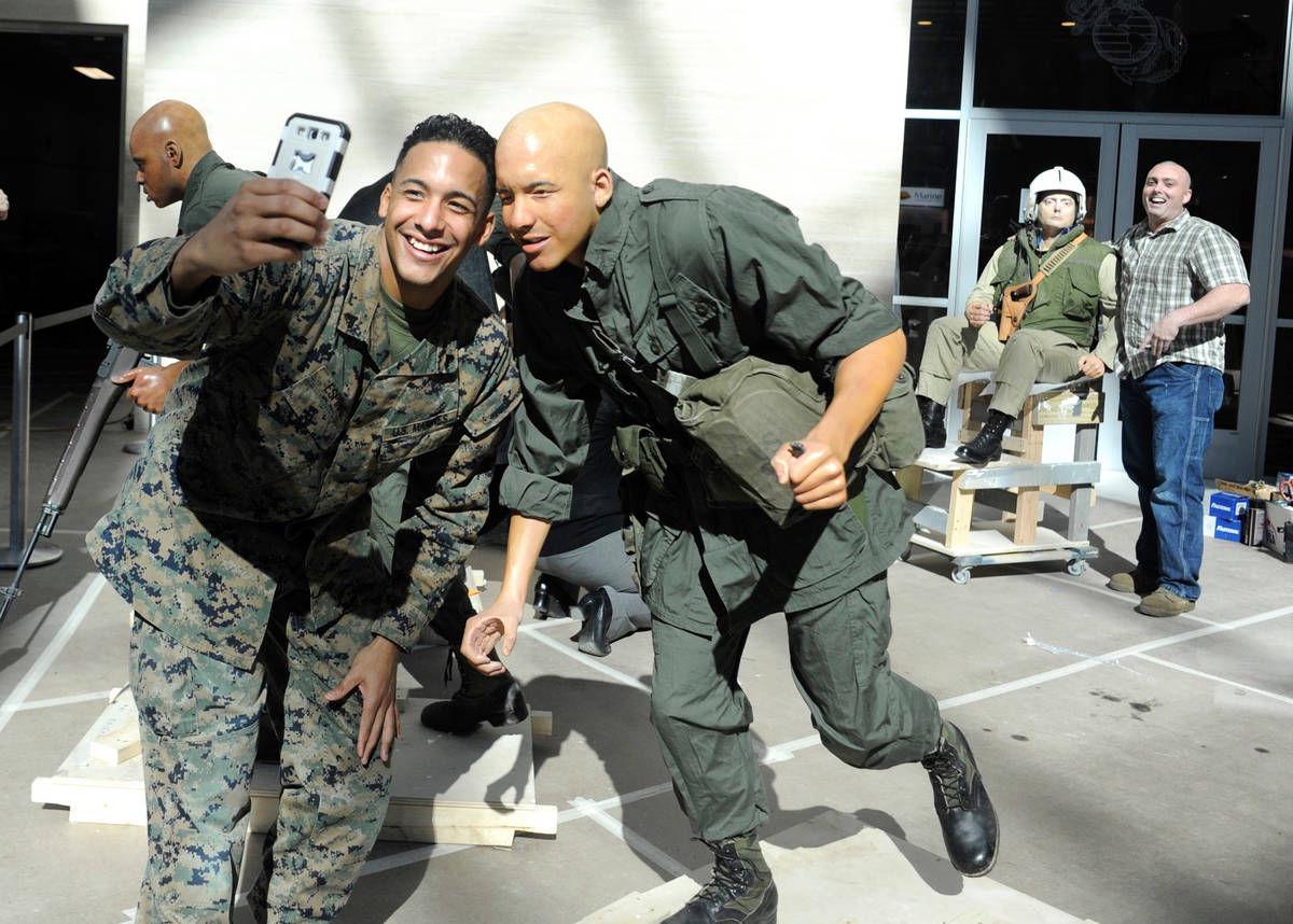 Photo: Marine puts the 'self' in selfie during reveal of figures at