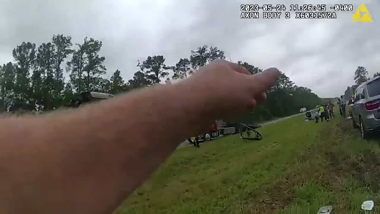 Speeding car launches from tow truck ramp in Georgia United States