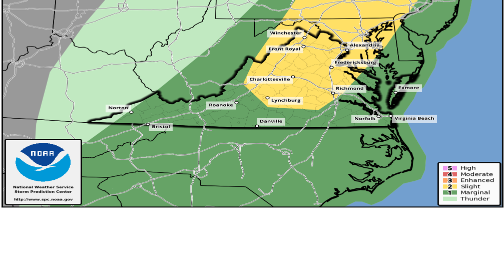 FREDERICKSBURG AREA WEATHER Sun to make appearance today; but threat