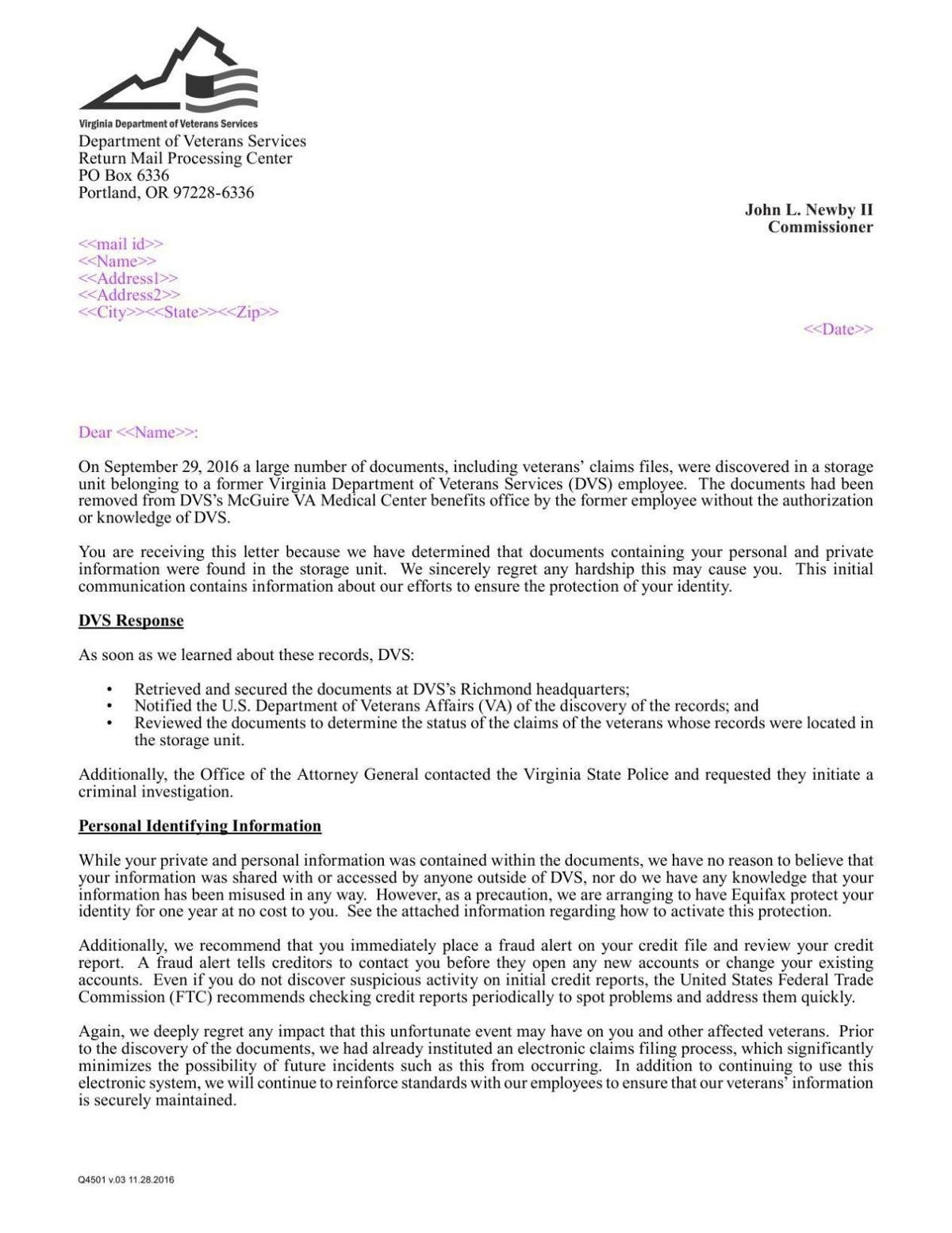 sample letter to state veterans from virginia department va cover letter samples