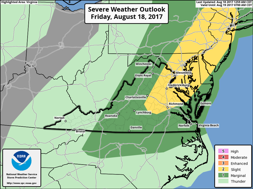 Friday brings a weather triple threat to Fredericksburg and vicinity