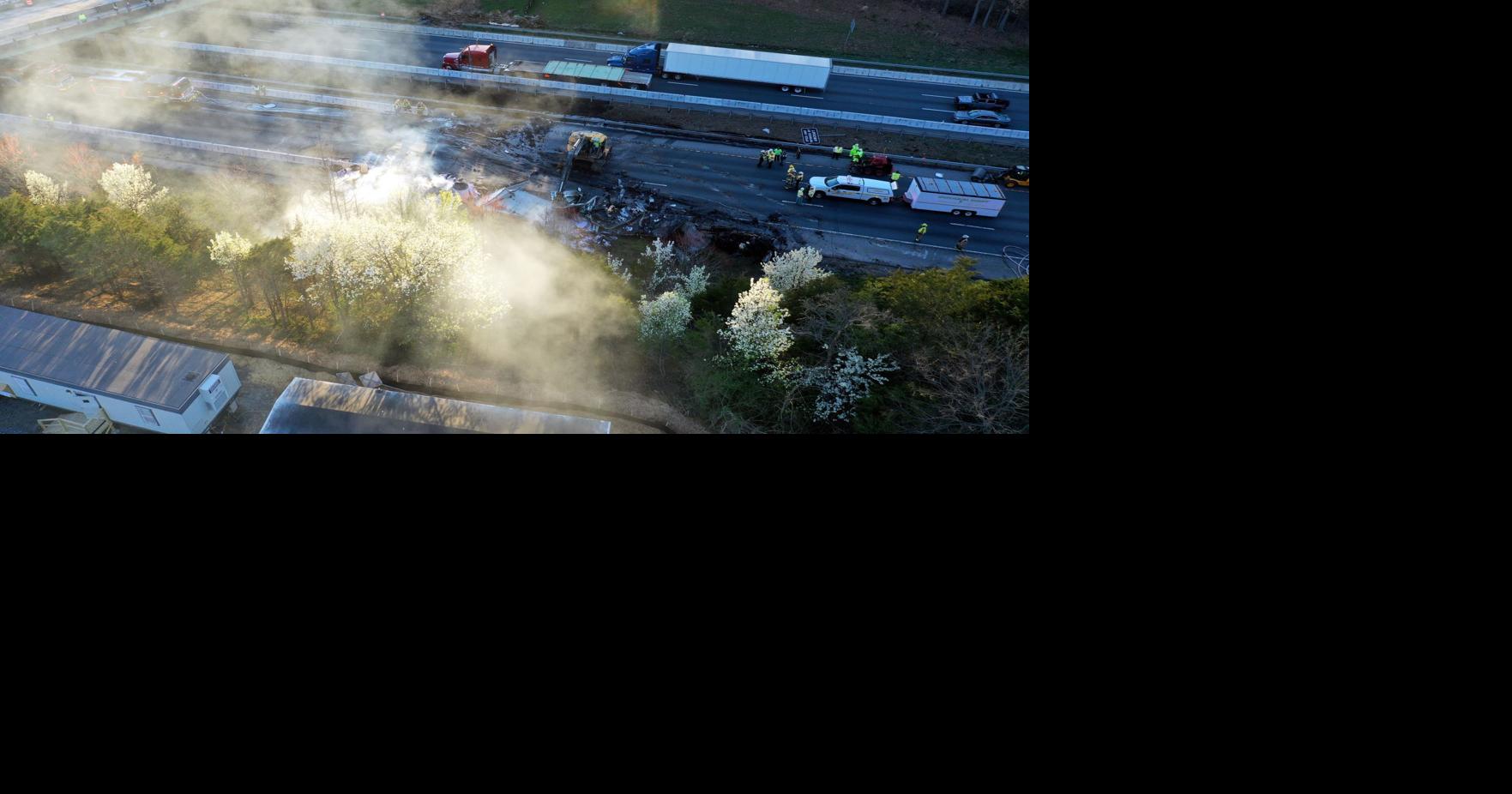 Fiery truck crash closes northbound Interstate 95 in Spotsylvania for hours