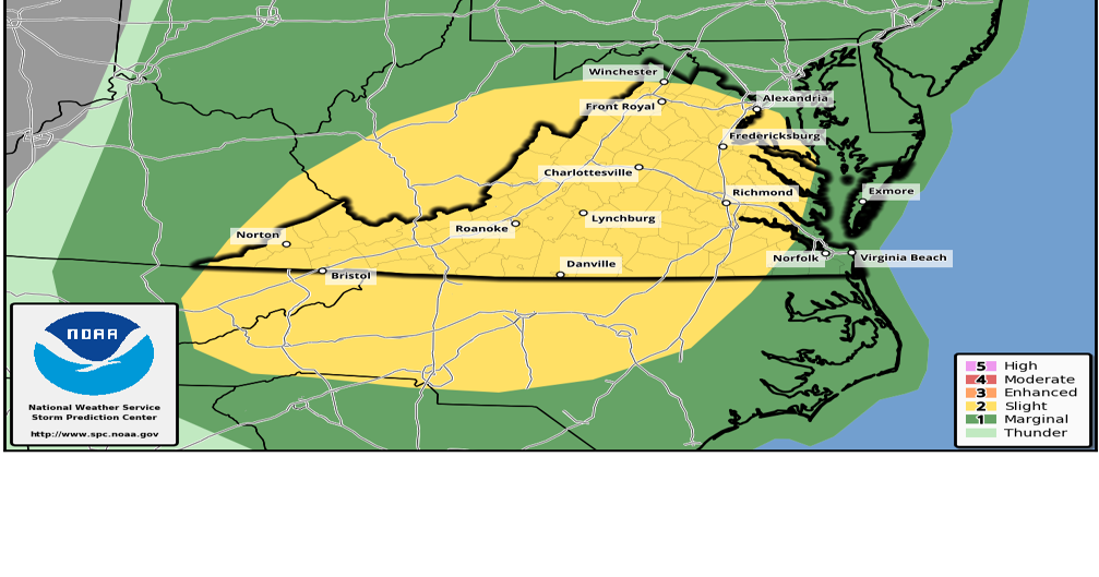 FREDERICKSBURG AREA WEATHER Cold front may bring storms this evening