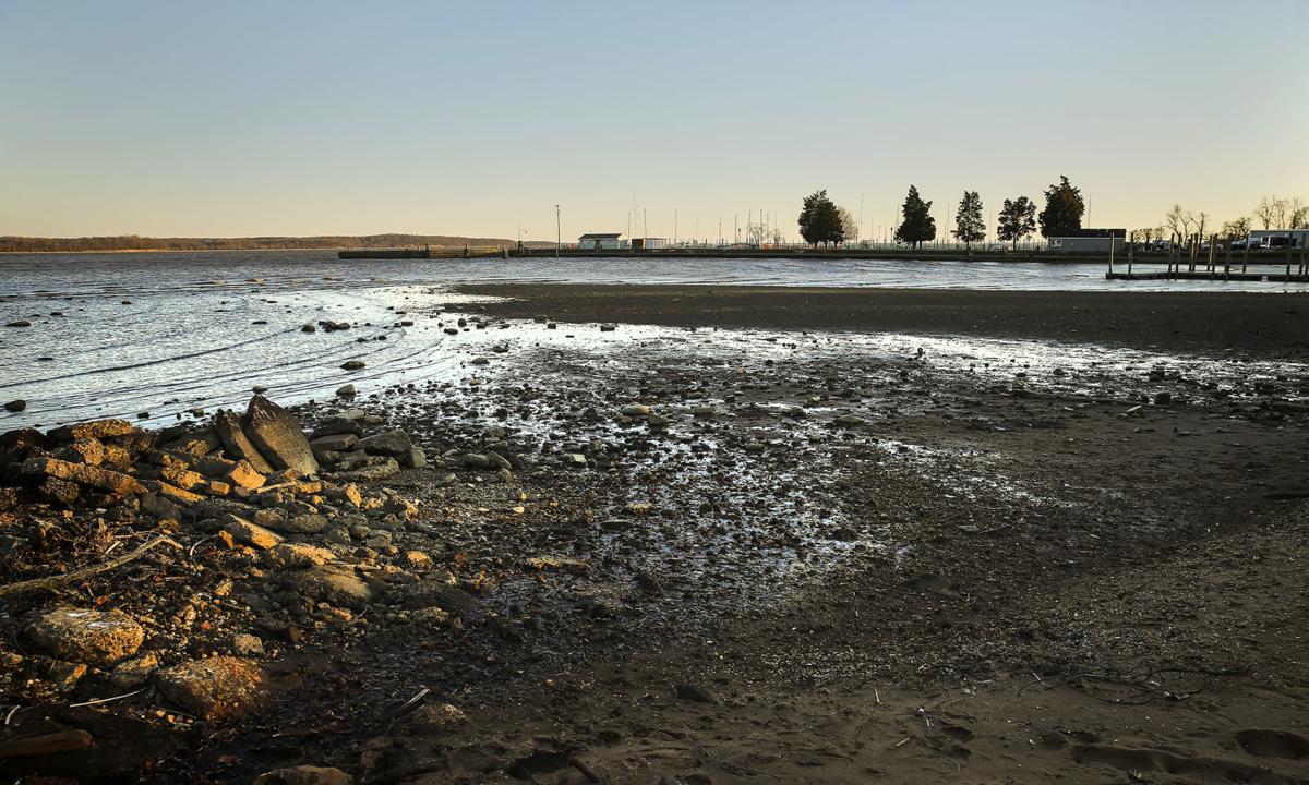 Blowout tide put boats on the sandy bottom from Aquia Creek in Stafford