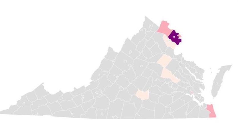 Map Of Covid 19 Cases In Virginia State Region