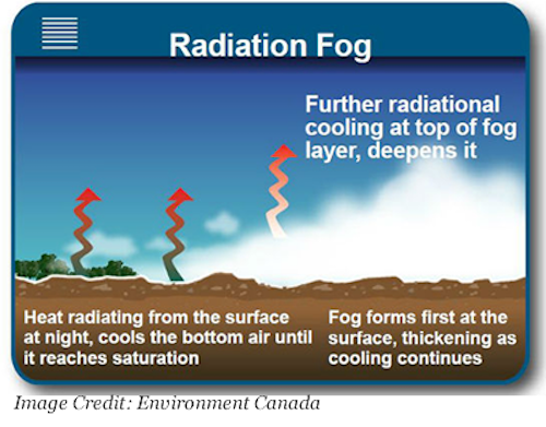 difference between advection fog and radiation fog