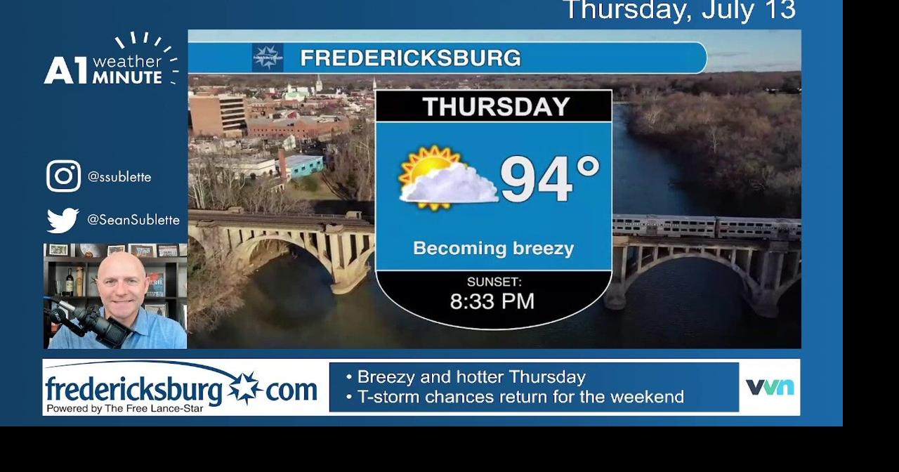 Breezy and hotter: Thursday morning Fredericksburg weather video