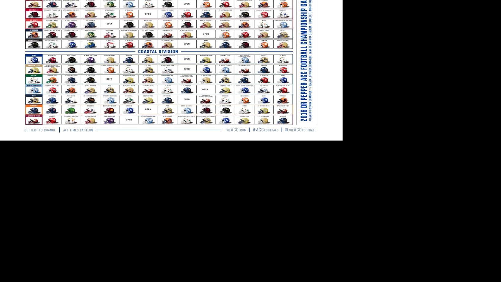 2016 Acc Football Schedule Fredericksburg Com
