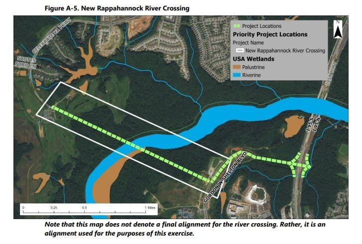 Diagram of potential new Rappahannock River bridge